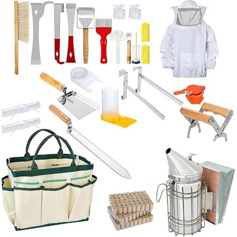 Kit d'Outils d'Apiculteur Materiel Apiculture Materiel Outils Et Accessoires Apicoles Comprend Une Brosse à Abeilles Un Crochet En Etcs Convient Aux Apiculteurs Débutants (1/5)