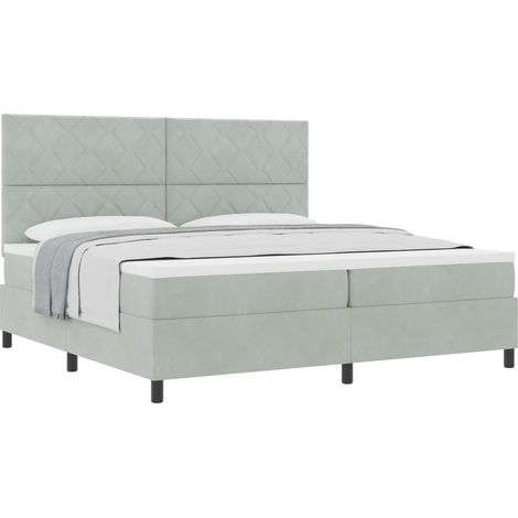 Maison Exclusive - Letto a molle con testiera Grigio chiaro 200 x 200 cm Velluto (1/5)