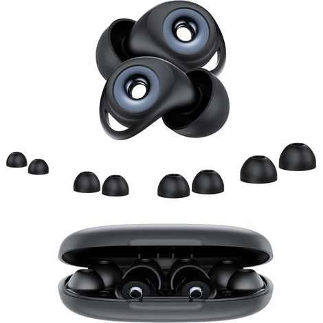 Tapones para los oídos para dormir, tapones de silicona con cancelación de ruido de 45 dB  Tapones reutilizables, suaves y ergonómicos, 4 tamaños XS/S/M/L, adecuados para dormir, viajar, concentrarse  (1/5)