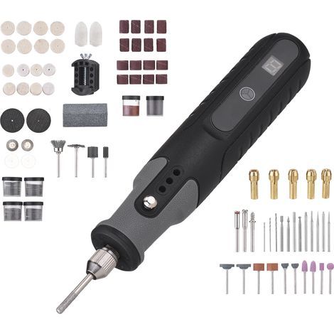Mini cordless rotary tool, 25,000 RPM, 5 speeds, rechargeable battery powered, with 23 accessories, LCD screen for sanding, polishing, drilling, engraving and crafts. (1/5)