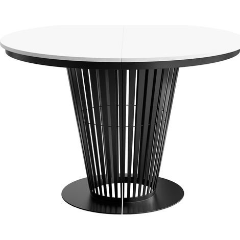 Mesa Oswego 179, Negro + Blanco, 76x0x0cm, Alargamiento, Aglomerado laminado, Metal