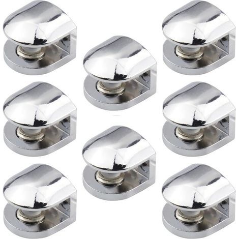 Supporto per mensola in vetro da 8 pezzi, morsetto regolabile per vetro, gancio per specchio da parete, clip per specchio da fissare sotto il vetro per mensole in vetro da 6-8 mm (1/5)