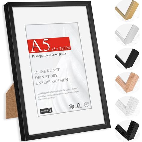 Bilderrahmen A5 Passepartout 13x18cm Alu Schwarz A5(14,8x21cm) 1x (1/5)