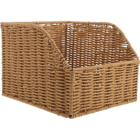 de rangement décoratif tressé aspect rotin avec couvercle