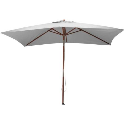 Proloisirs – Parasol droit en eucalyptus 300 x 200 cm – 6 baleines 17 x 22 mm – Toile polyester 210 gr/m² traitée Téflon – Éco-certifié FSC (1/3)