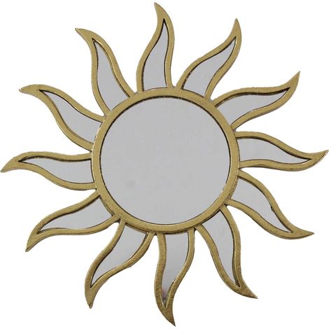 Wandspiegel Sonne aus Kunstharz in Gold modern 26 cm (1/5)