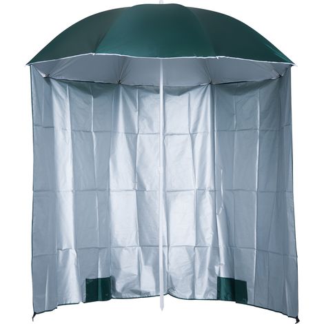 Ombrellone da Spiaggia e da Giardino 2x2 m con Tenda, in Poliestere e Metallo, Verde e Bianco