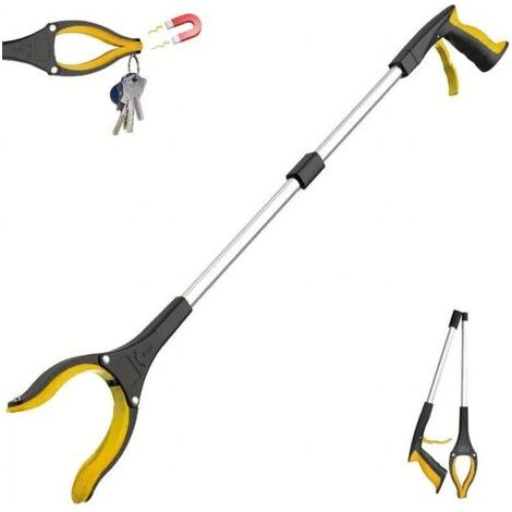 Outil de Ramassage, Pince de Préhension en Aluminium, Outil d’Aide Extension Pliable 180°, Tête Rotatif 90°, Pince Magnétique en Caoutchouc pour ramassage des déchets de Jardin (1/4)