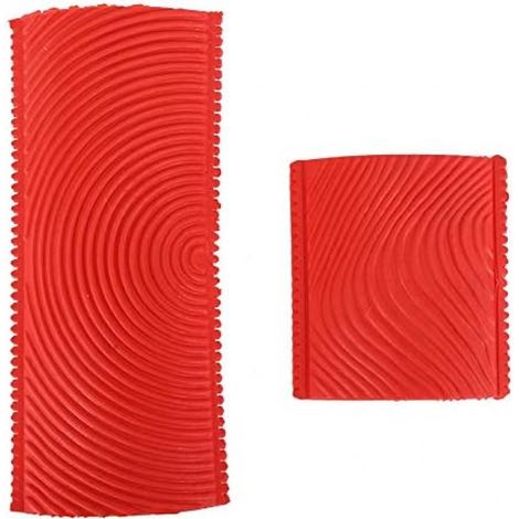 Lot de 2 outils de veinage du bois, motif de texture avec poignée, rouleau en caoutchouc, outil de veinage empaistique,(rouge, 15 × 3,5 cm) (1/4)