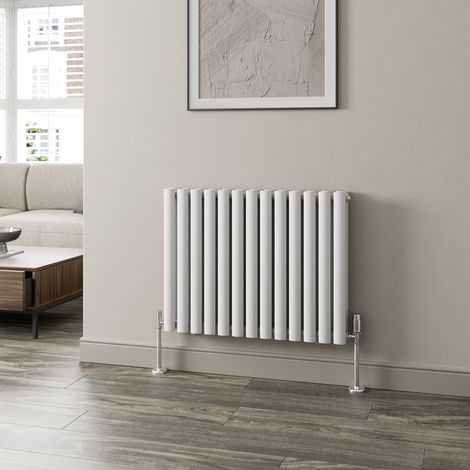 White Oval Column Designer Radiator Vertical Horizontal 600 x 780mm Double Panel