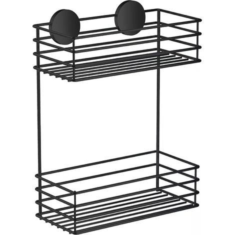 Smedbo Duschkorb doppelt. Schwarz. Selbstklebend. BB1202 (1/3)