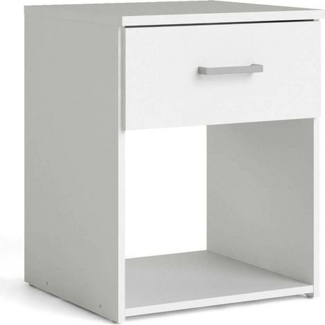 Dmora - Comodino Lula, Comò basso, Tavolino da notte, Mensola da letto, 38x36 h48 cm, Bianco