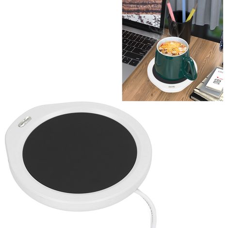 Sous-verre isotherme pour tasse à café/tapis chauffant/support pour tasse à eau/chauffe-tasse/chauffe-thé/chauffe-café de bureau/norme américaine 110 V blanc (1/5)