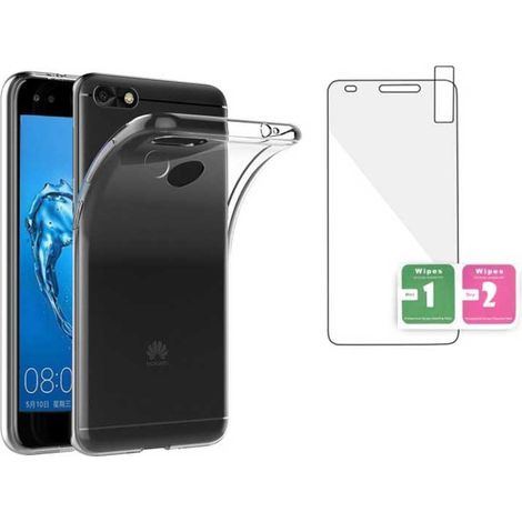 Funda para Huawei P9, carcasa trasera delgada transparente + cristal (1/2)