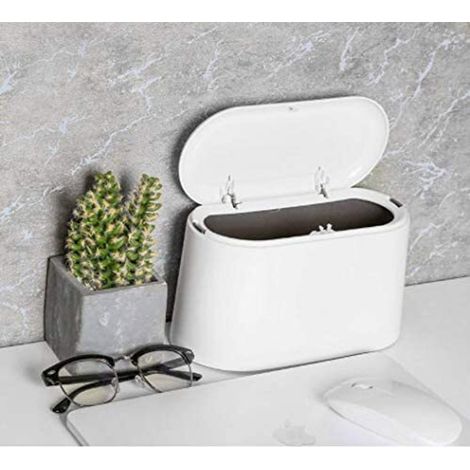 Poubelle Table Couvercle - 1 pièce 1.5L Blanc - Anti-odeur Cuisine Salle Bain Bureau Toilette Voiture