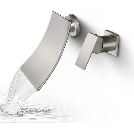 Wall Mounted Bathroom Faucet Bathroom Sink Faucet Single Handle Sink Faucet Lavender Faucet,Brushed Version (1/5)