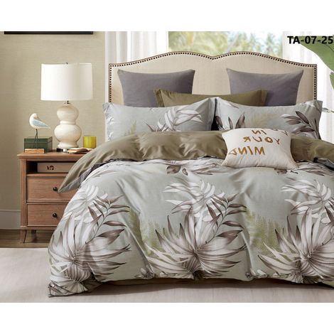 Parure de couette "Imprimé double face" percale de coton peigné 80 fils/cm²  pour lit 140 à 160