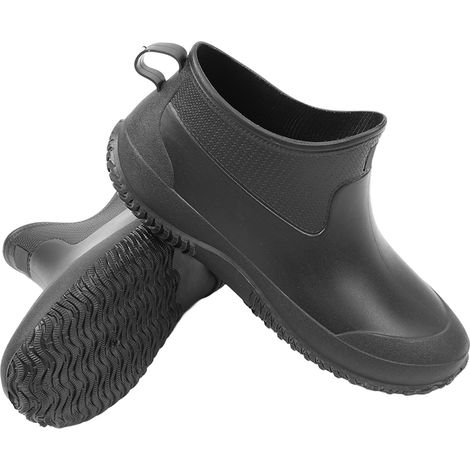 Bottes de pluie antidérapantes imperméables, chaussures courtes pour lavage auto et extérieur, noir pointure 44 (1/5)