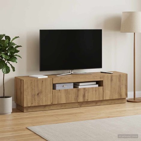 Beyamis Meuble TV LED en chêne massif, bois d'ingénierie (1/5)