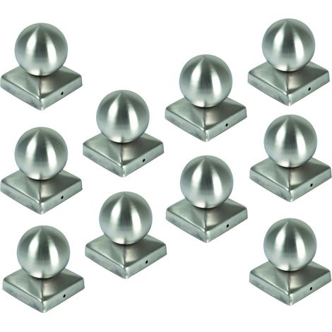 BURI 10x Edelstahl Pfostenkappe Kugel 90 x 90 mm Zaunkappe Zierkappe Pfahl Abdeckung Pfostenabdeckung Pfostenkugel Kugelkappe Gartenzaun wetterfest modern (1/5)