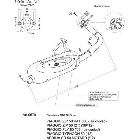 Pot d échappement SITO pour Scooter Piaggio 50 Typhoon 2012 à