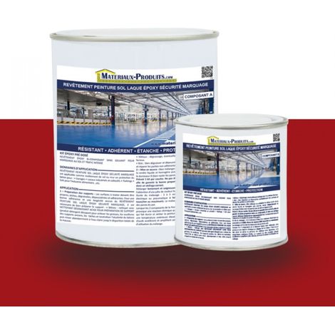 Revêtement peinture sol laque époxy sécurité marquage - 1 Kg Rouge Sécurité - MATPRO (1/5)
