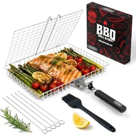 Barbecue - Bbq - Grillkorb, grand Faltbare Grillkörbe en acier inoxydable avec poignée, Tragbarer extérieur - camping (1/5)