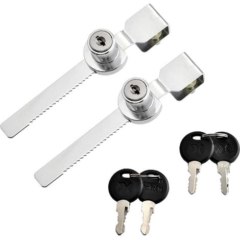 2x Serrure à cliquet pour porte coulissante verre avec clé différente, serrure vitrine pour vitrine verre, serrure à glissière pour vivarium ou terrarium, serrure de porte placard coulissante (1/5)