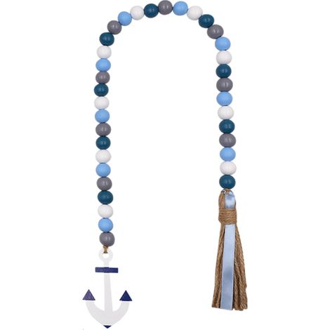 Guirlande De Perles En Bois - 75 cm - 36 Perles Ronde De 16 Mm Avec Pompons - Décoration Intérieure Fermière Ou Côtière - 1 Pièce (1/5)