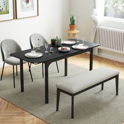 Table à manger pliante et extensible de 4 à 6 personnes, pieds en acier, pour petits espaces, salle à manger, noir (1/5)