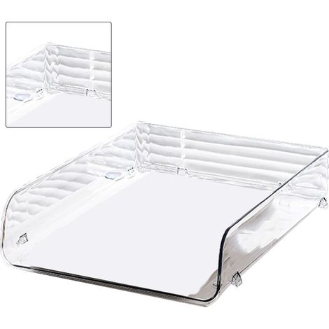 Stapelbare Aufbewahrungsbox für A4-Papier aus Kunststoff mit großer Öffnung, einlagig, transparent, Abmessungen 26,5 x 33 x 7,5 cm / 10,4 x 13,0 x 3,0 Zoll (1/5)
