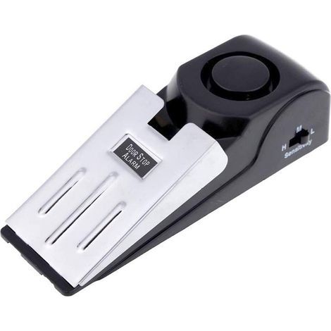 Portable 120dB anti-burglary door alarm with stainless steel and ABS stop, 14 x 4.5 x 4 cm (1/5)