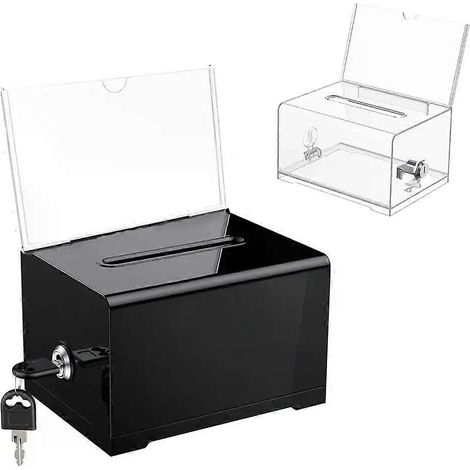 Kunststoffbehälter mit Schloss und Schildhalter, Vorschlagsbox aus massivem Acryl, Wahlurne, robustes Trinkgeldglas, Abstimmungsbox (1/4)