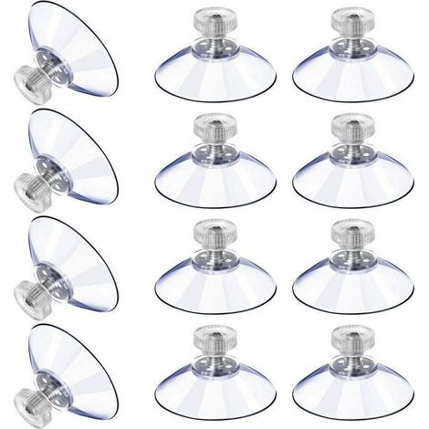 12 Grandes Ventouses Ventouses en Plastique Ventouse Anti-Collision Transparente en Caoutchouc Vis Écrou en Métal Ventouse Solide en PVC Transparent Remplacement avec Écrou de Vis (40M5-10) (1/4)