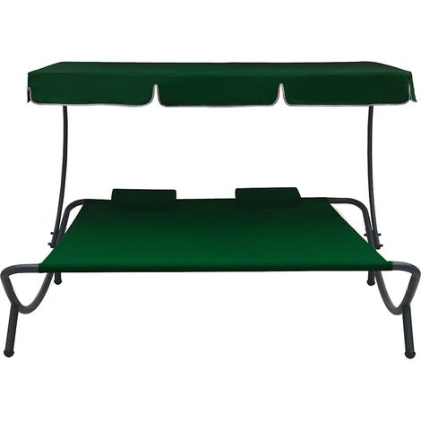 Maison Exclusive - Lettino Prendisole con Baldacchino e Cuscini Verde