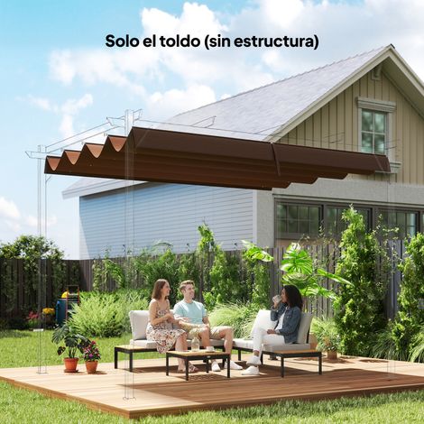 Toit remplacement rétractable 3x2 5 m auvent tissu cadre pour kiosque avec 8 trous café