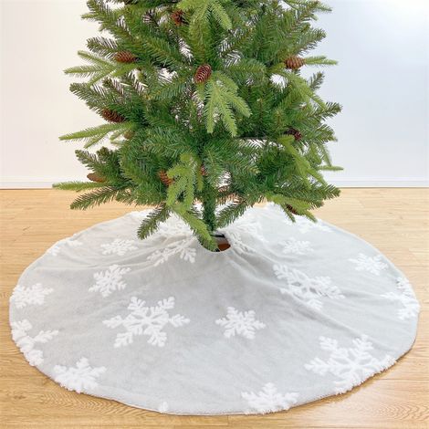 Jupe d'arbre de Noël grise de 90 cm, décoration d'arbre de Noël, base de coussin d'arbre de Noël, adaptée à la fête de Joyeux Noël et du Nouvel An (1/5)