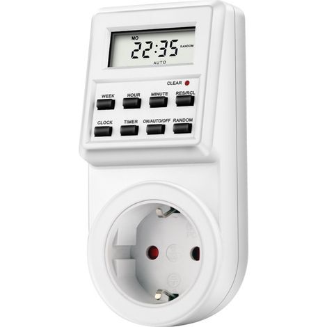 Minuterie hebdomadaire numérique pour usage intérieur programmation quotidienne et hebdomadaire écran LCD blanc (1/5)