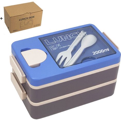 Boîte à Bento pour adultes – Boîte à déjeuner Bento pour enfants avec cuillère et fourchette – Durable et taille parfaite pour manger au restaurant(bleu violet) (1/5)