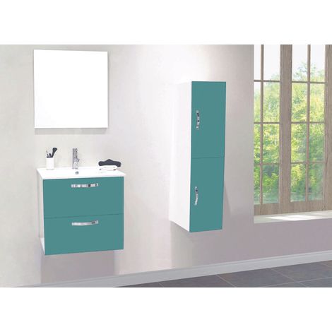 ONDEE ZEN - 2 Façades de porte MIXY - pour colonne de salle de bain - 30cm - Vert d'eau - Laqué - Livré en kit (1/4)