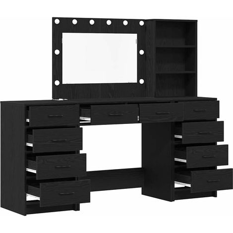 Maison Exclusive - Tavolo da Trucco 3 pcs Rovere Nero Legno multistrato