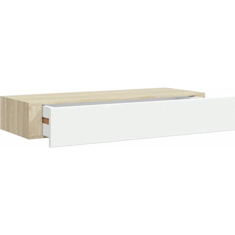 Maison Exclusive - Étagère murale à tiroirs Chêne et blanc 60 x 23,5 x 10 cm MDF