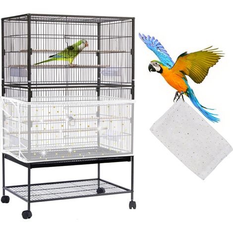 Housse de protection anti-projections pour cage à oiseaux, filet en maille réglable universel, maille fine respirante pour retenir graines et plumes (1/5)