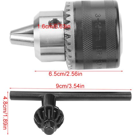 Mandrin de perçage Mini à clé 3-16mm avec clé pour perceuse électrique (filetage 1/2-20UNF) (1/5)