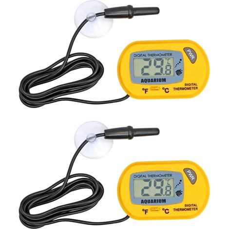 Lot de 2 thermomètres numériques LCD pour aquarium Jaune (1/5)