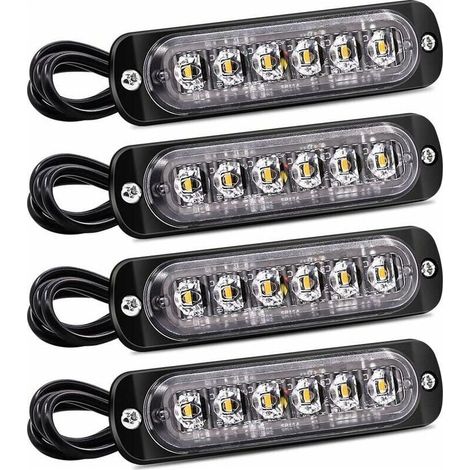 Gelbe LED-Signalleuchte – 12 bis 24 V – 18 W – IP67 wasserdicht – für Fahrzeuge, Boote und Anhänger – 4 Stück (1/5)