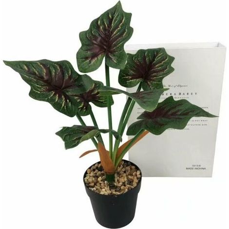 Plante artificielle Simulation de fleurs artificielles dans un pot rouge céleste Taro Bonsai Simulation Plante verte Décoration de mariage (Rouge)