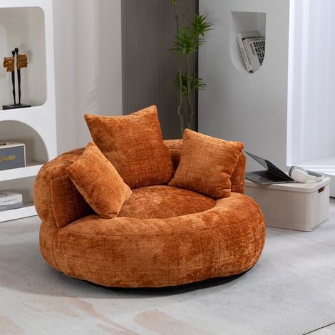 Fauteuil lounge en chenille orange, sans installation, 108 x 108 x 52 cm DESVIAE (1/5)