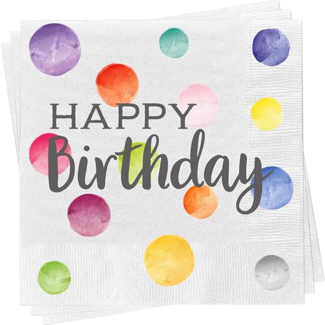 Servietten 100 Stück mit Geburtstags Motiv - Happy Birthday - Tischdeko Papierservietten mit Spruch - Papier Tuch 3-lagig mit Text bedruckt