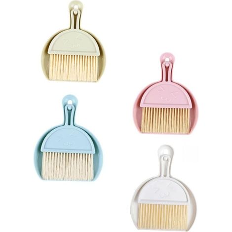 4 juegos de ventilador de escritorio, escoba, mini olla, sartén y cepillo, recogedor y cepillo compactos, suministros de limpieza, brochas para limpiar lana de nailon (1/4)